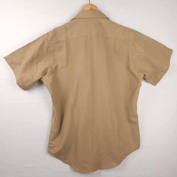 Vintage Creighton USMC Shirt Khaki Tan Wool Blend‎ Button Up Mens Large 16.5 USA - Picture 8 of 9